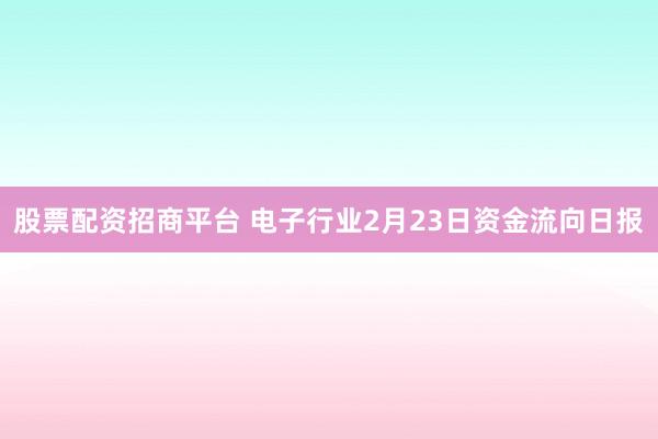 股票配资招商平台 电子行业2月23日资金流向日报