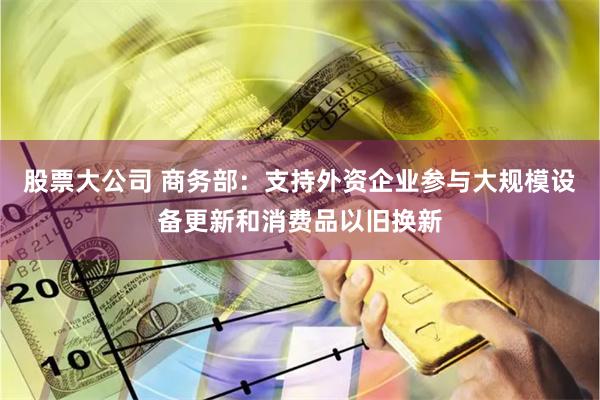 股票大公司 商务部：支持外资企业参与大规模设备更新和消费品以旧换新